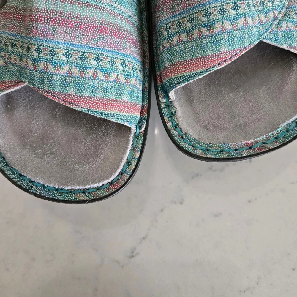 Women's Alegria Kylee Starfish Seascape Leather Slide Sandals Size 37